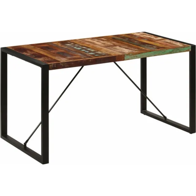 vidaXL Eettafel - 140x70x75 - cm - massief - gerecycled - hout Zwart
