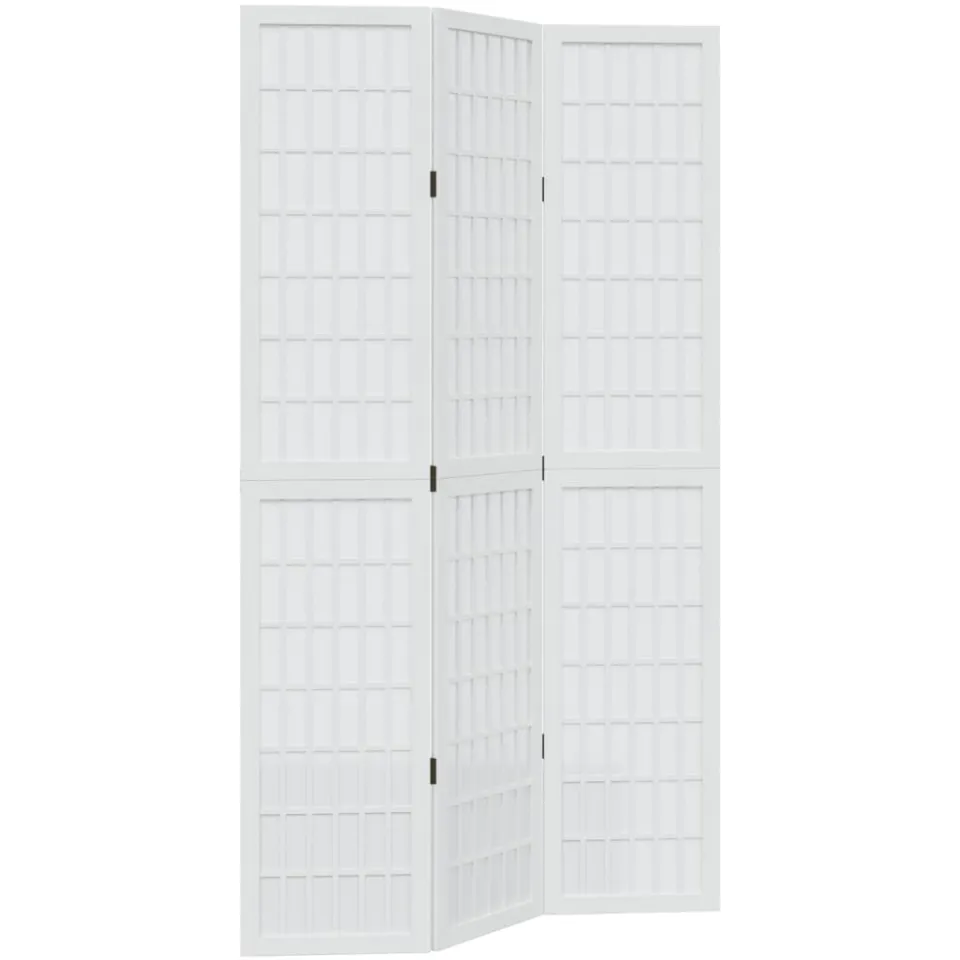 vidaXL Kamerscherm met 3 panelen massief paulowniahout wit