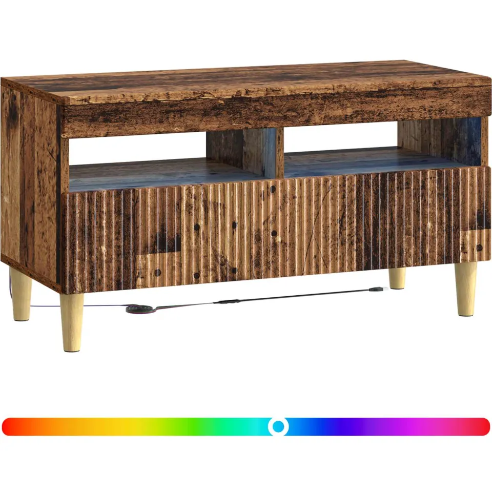 vidaXL LED tv-meubel ARNHEM 81 x 35 x 43 cm Oud hout Bewerkt hout bruin, foto 3