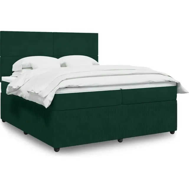 vidaXL Boxspring met matras fluweel donkergroen 200x200 cm groen