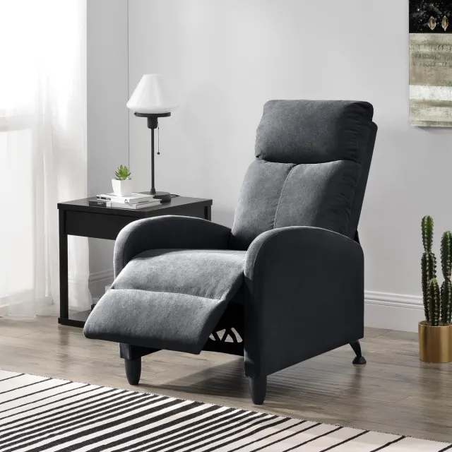 en.casa Verstelbare relaxfauteuil 102x60x92 cm stof donkergrijs