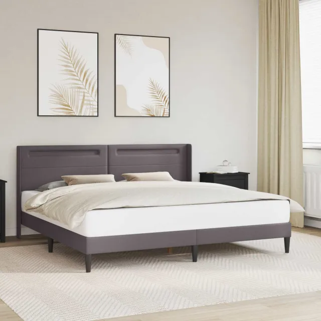 vidaXL Bedframe met LED-stripverlichting Grijs 180 x 200 cm Kunstleer
