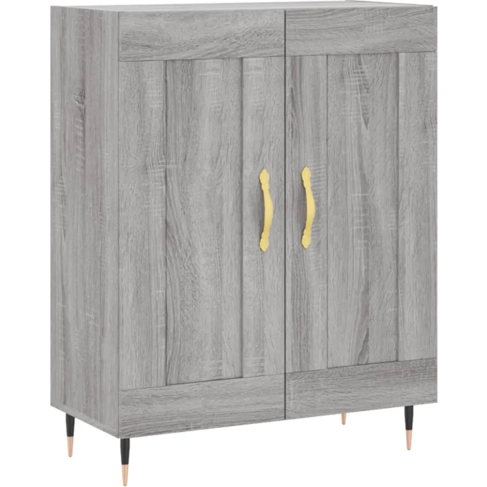 vidaXL Dressoir 69,5x34x90 cm bewerkt hout grijs sonoma eikenkleurig, foto 3
