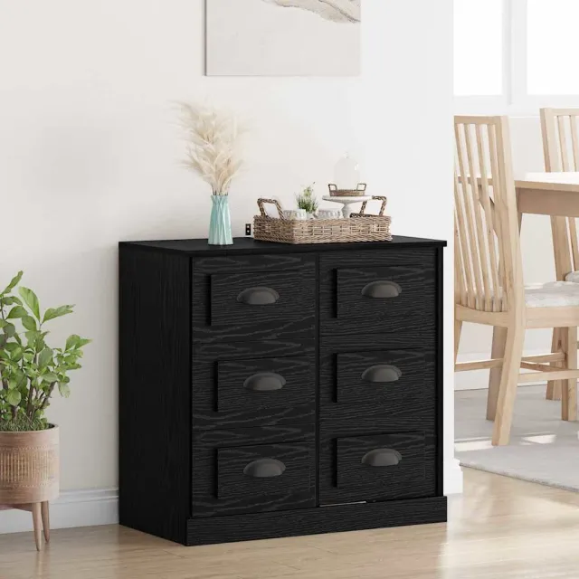 vidaXL Dressoir Zwart Eiken 70 x 35,5 x 67,5 cm Bewerkt hout