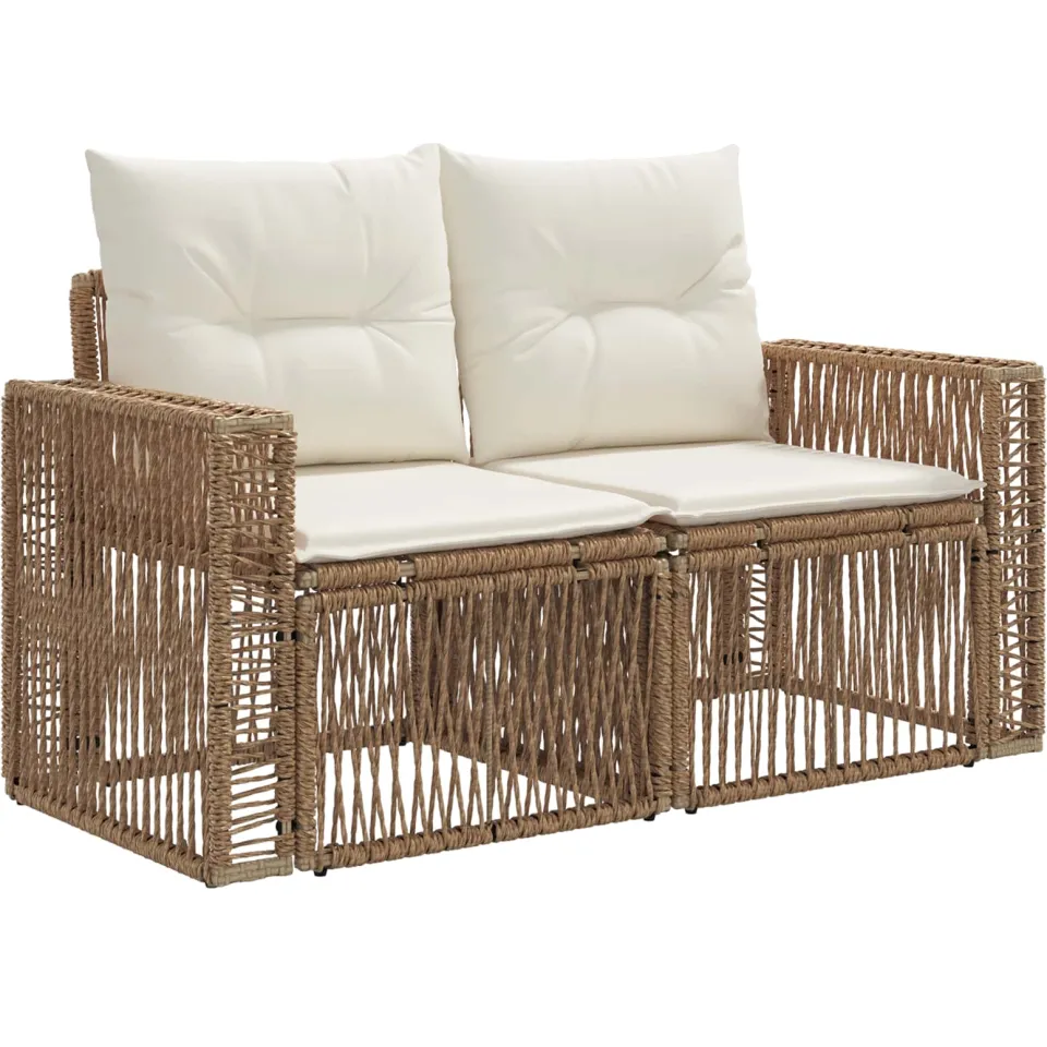 vidaXL Tuinbankenset 8 st 8-zits Beige en Crème Wit poly rattan