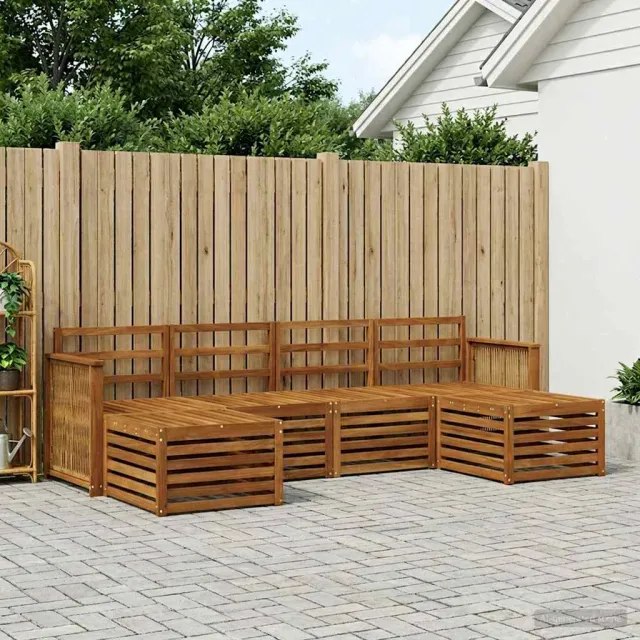 vidaXL Buiten bankenset 5 st 6-zits Naturel Massief Acaciahout Bruin