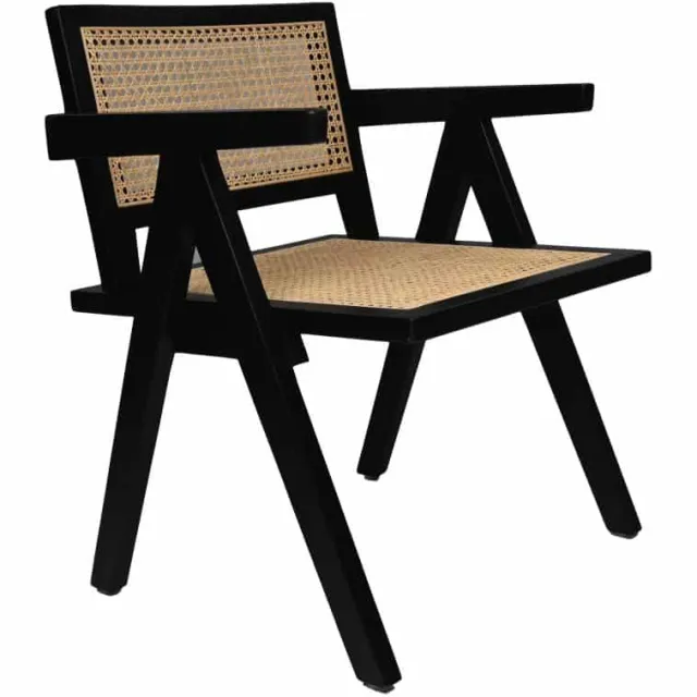 Fauteuil Bodhi mahonie/rotan zwart