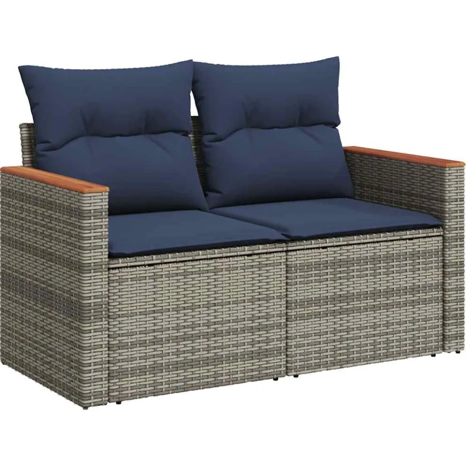 vidaXL 6-delige Loungeset met kussens poly rattan grijs, foto 4
