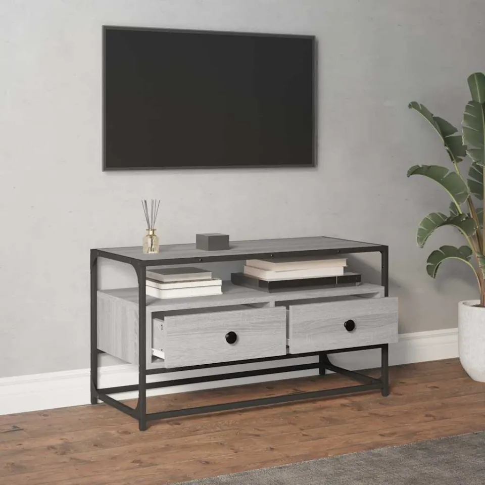 vidaXL Tv-meubel 80x35x45 cm bewerkt hout grijs sonoma eikenkleurig, foto 3