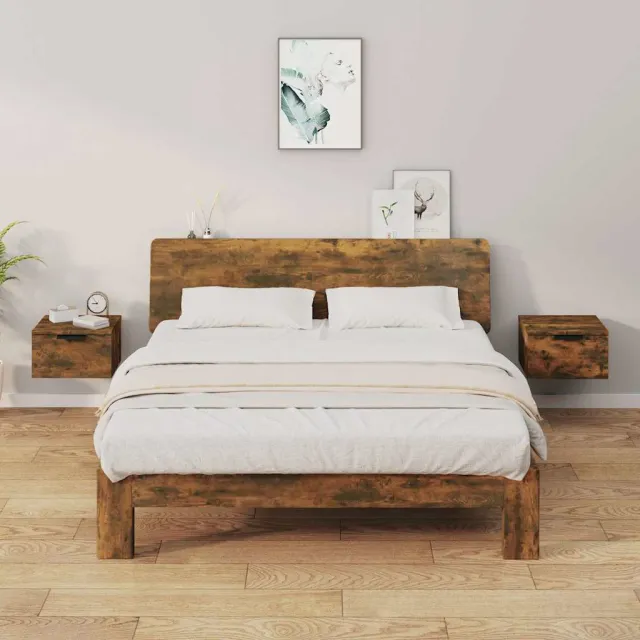 vidaXL Nachtkastjes 2 st wandgemonteerd 34x30x20 cm gerookt eikenkleur, foto 2