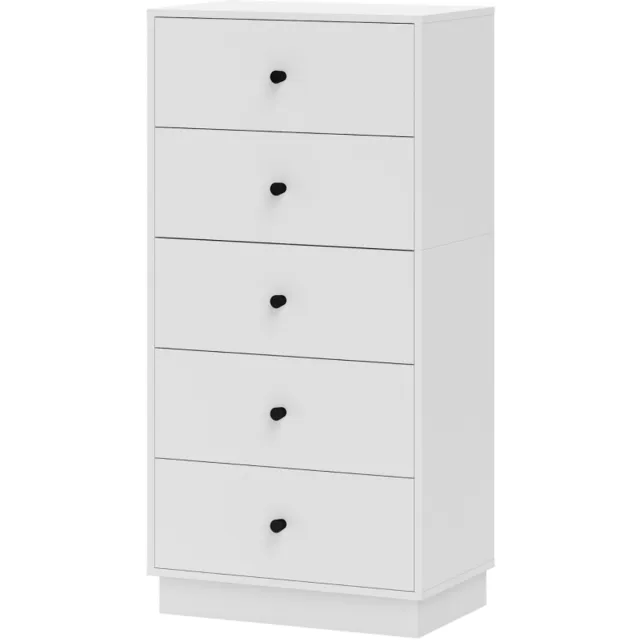 Clruro Ladekast - 47 x 29 x 95 cm - 5 Laden - Modern Design - Spaanplaat - Wit