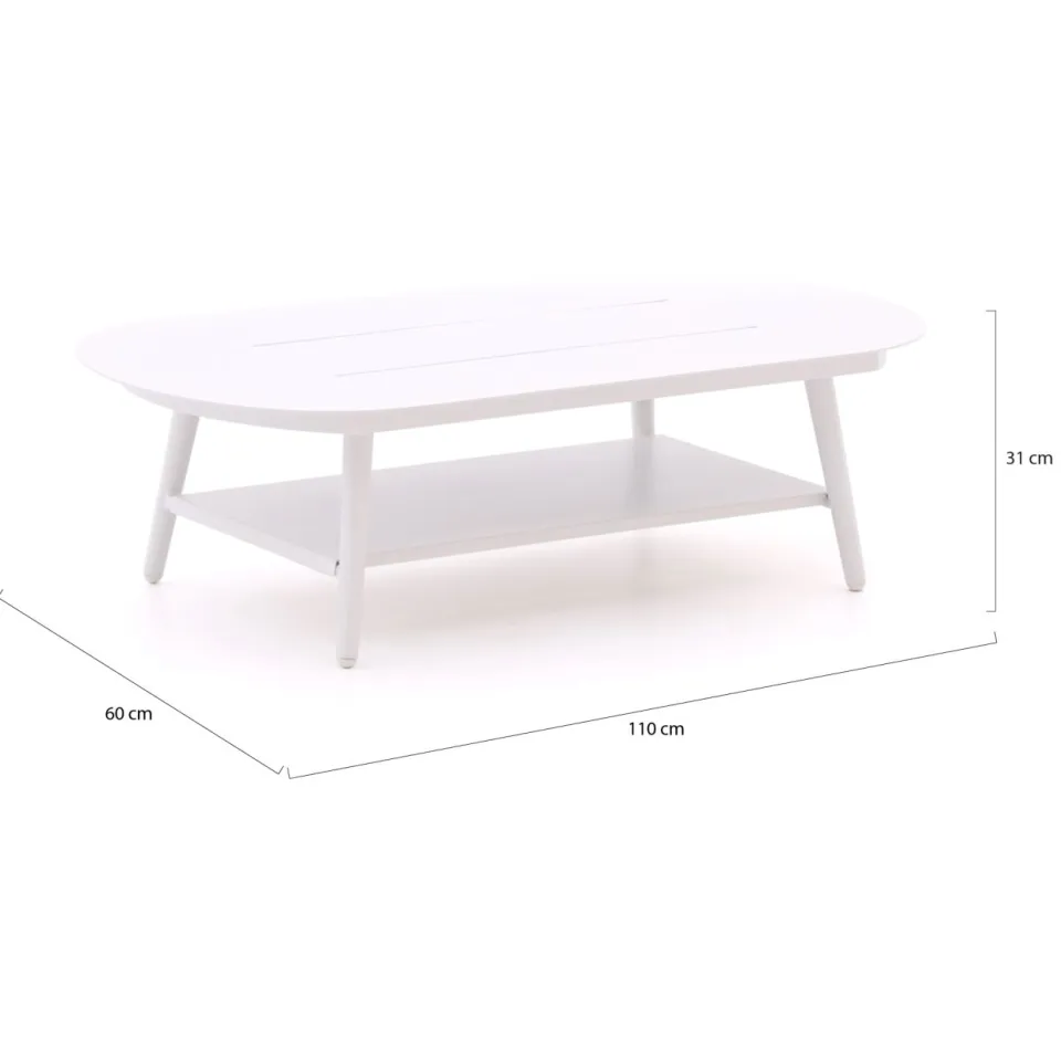 Bellagio tuinmeubelen Bellagio Valli lounge tuintafel 110x60x31cm Wit