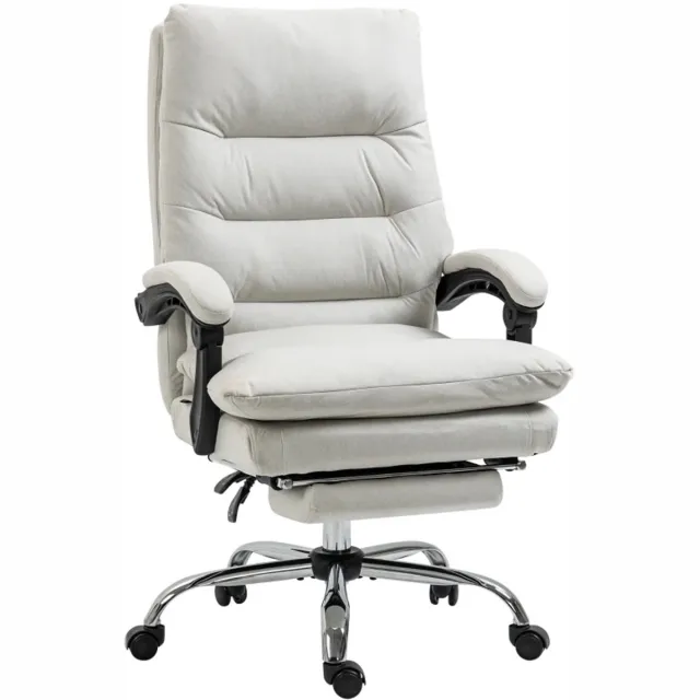 ZYLARO Ergonomische Bureaustoel met Massagefunctie & Verwarmingsfunctie - In Hoogte Verstelbaar - Max. kanteling 135° - Kantoorstoel - Gamestoel - Volwassenen Stoel - Directiestoel - Computerstoel - Crèmewit