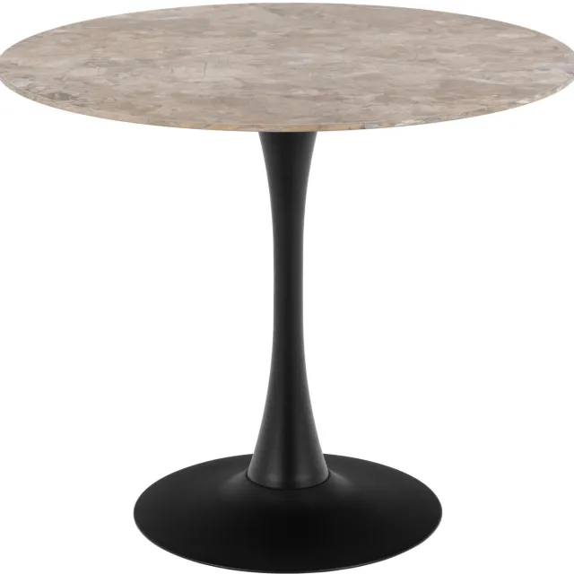 Bendt Ronde Bistrotafel 'Tempest' Keramiek met marmerlook, 90cm, kleur Bruin