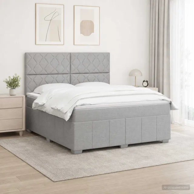 vidaXL Boxspringbed met matras Lichtgrijs 140 x 190 cm Stof