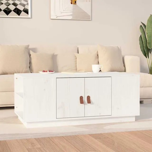 vidaXL Salontafel 100x50x41 cm massief grenenhout wit, foto 2