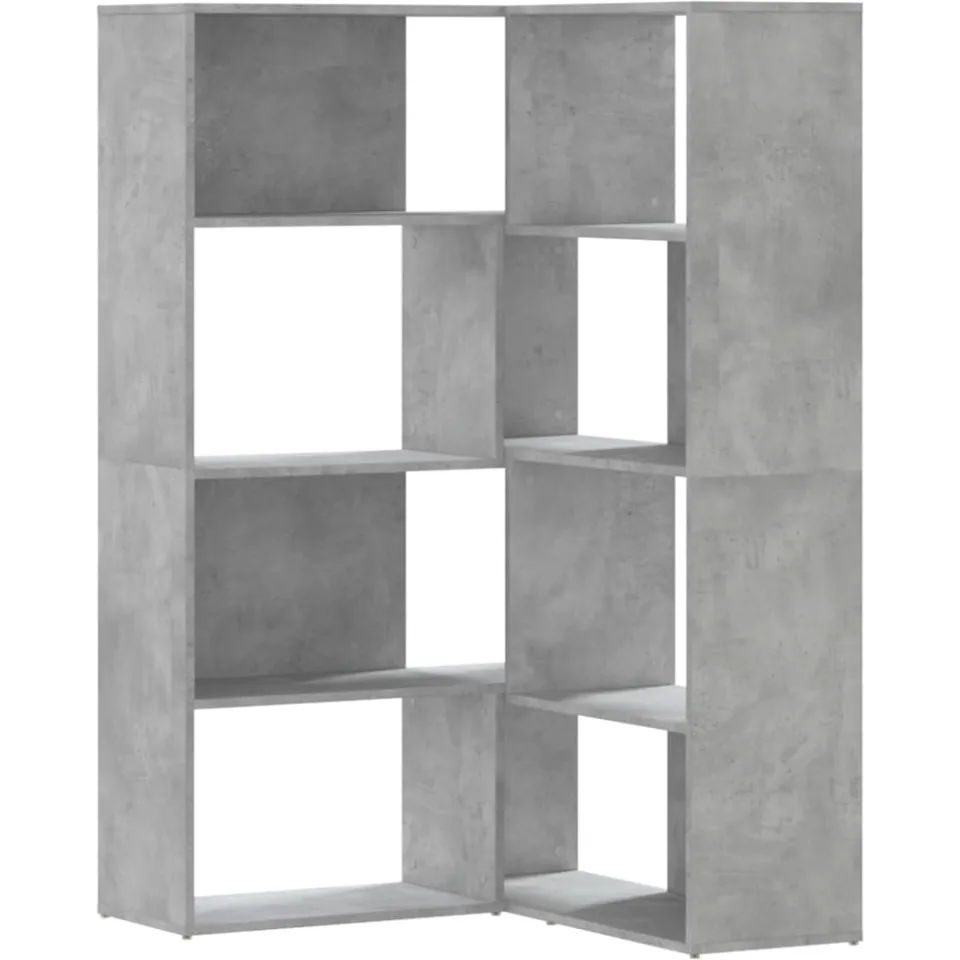 vidaXL Boekenkast 4-laags hoek 85x85x140 cm bewerkt hout betongrijs grijs, foto 3