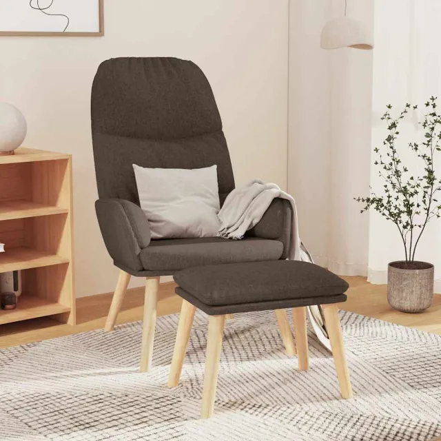 vidaXL Relaxstoel met voetenbank stof taupe