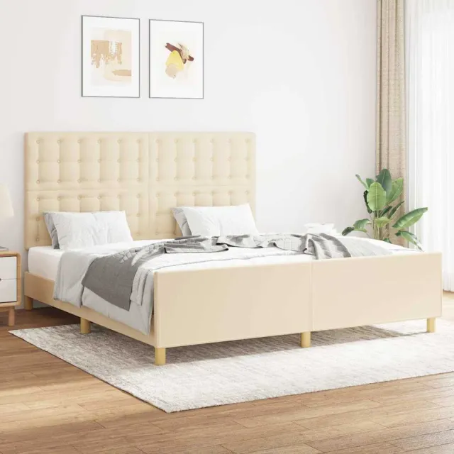 vidaXL Bedframe zonder matras stof crèmekleurig 160x200 cm