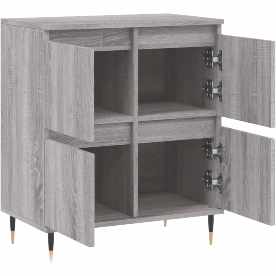 vidaXL Dressoir 60x35x70 cm bewerkt hout grijs sonoma eikenkleurig, foto 4