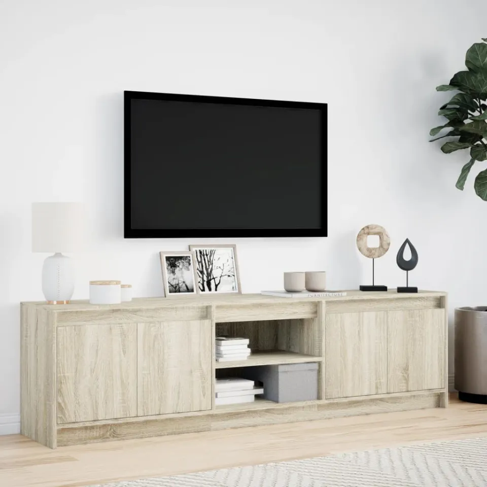 vidaXL Tv-meubel met LED 180x34x50 cm bewerkt hout sonoma eikenkleurig, foto 3