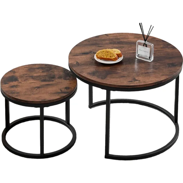 ArtiZo Salontafel rond - bijzettafel - voor de woonkamer - in nestvorm - set van 2 - 1x Ø60 x 44.5 hoog en 1x Ø40 x 34.5 hoog gevlamd