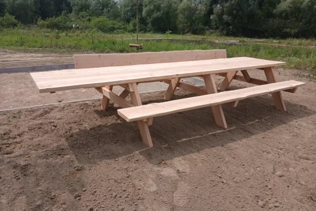 Rockwood® Rolstoel Douglas Picknicktafel Boomplanken met 1 rugleuning 4.00m Naturel