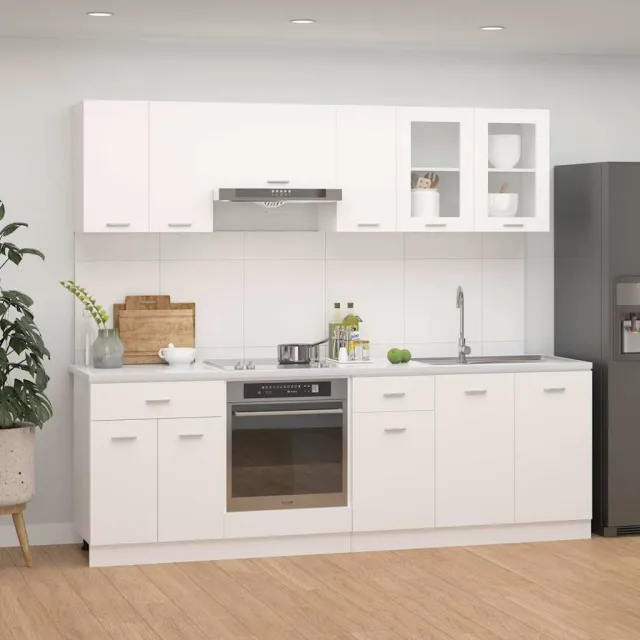 vidaXL 8-delige Keukenkastenset Lyon bewerkt hout wit