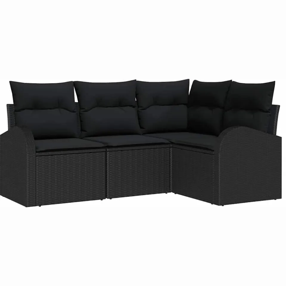 vidaXL Tuinbankenset 4 st Zwart poly rattan
