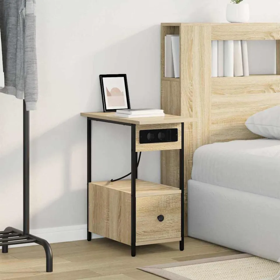 vidaXL Nachtkastje Sonoma Eiken 60 x 30 x 61 cm Bewerkt hout, foto 3
