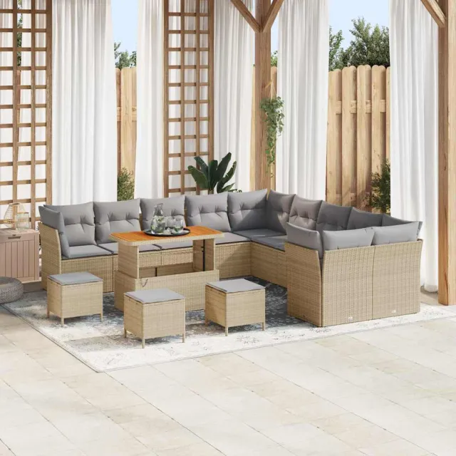vidaXL Tuinbankenset 14 st Beige poly rattan