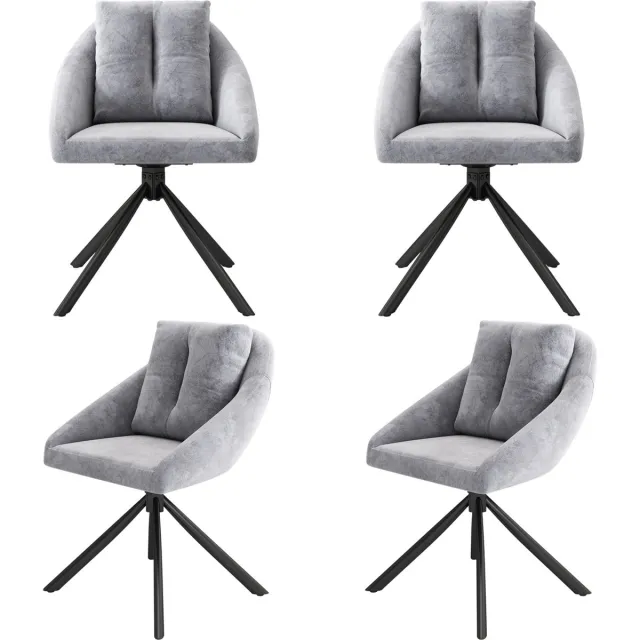 Merax Moderne Fluwelen Eetkamerstoelen Set van 4 – Grijze Draaistoelen met Ergonomisch Design voor Woonkamer en Eetkamer grijs