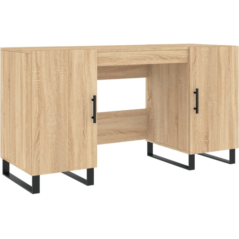 vidaXL Bureau 140x50x75 cm bewerkt hout sonoma eikenkleurig, foto 3