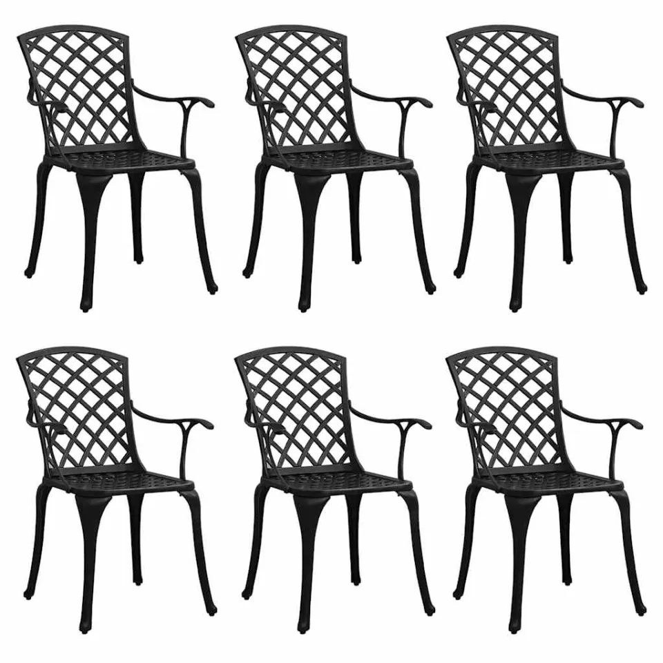 vidaXL Tuinstoelen 6 st gietaluminium zwart