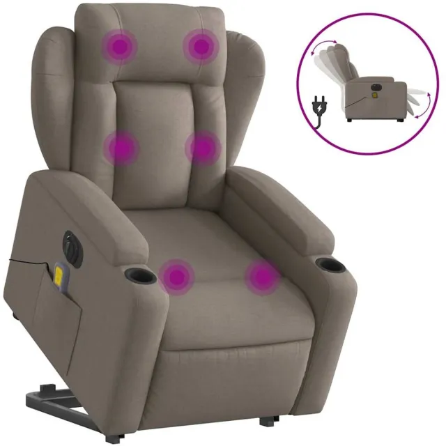 vidaXL Sta-op-massagestoel - elektrisch - verstelbaar - stof - taupe