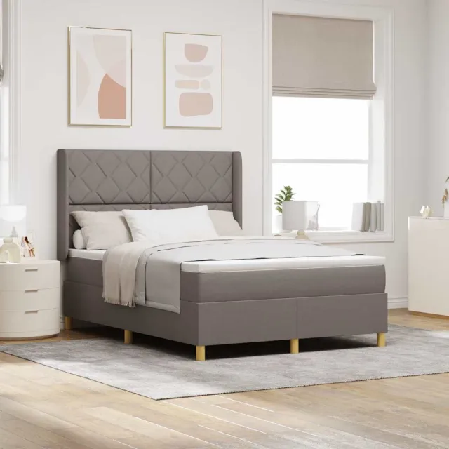 vidaXL Boxspringbed met LED-stripverlichting Taupe 140 x 190 cm Stof