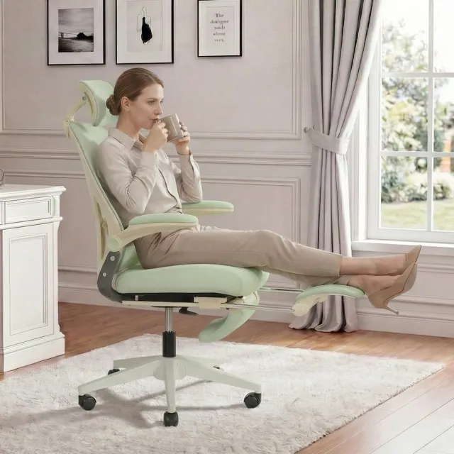 MODENUIT Bureaustoel 129 bij 67 cm - Ergonomisch Opklapbaar - Werk Studie en Spel - Gaasrugleuning - Groen