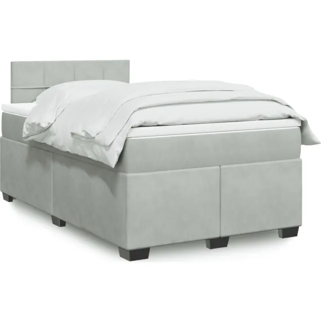 vidaXL Boxspring met matras fluweel lichtgrijs 120x200 cm grijs