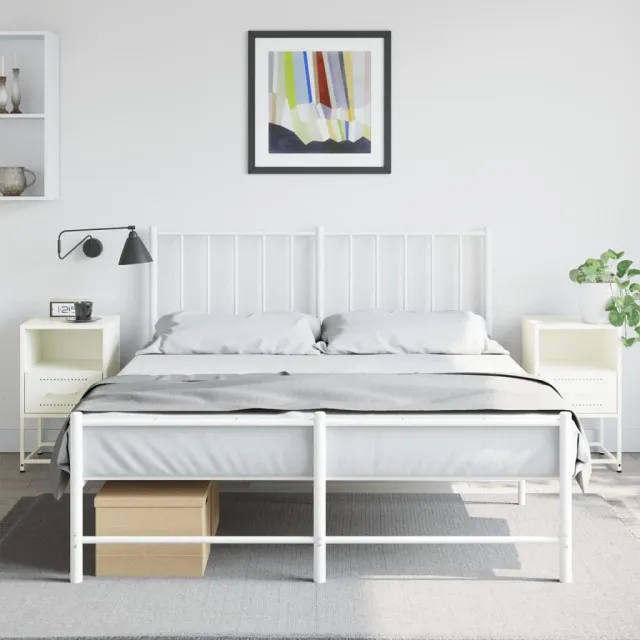 vidaXL Nachtkastjes 2 st 36x39x60,5 cm staal wit, foto 2