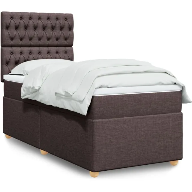 vidaXL Boxspring met matras stof donkerbruin 90x200 cm bruin