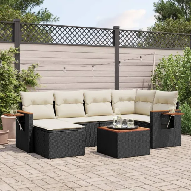 vidaXL Patio Sofa Set 6-zits Black and Cream, foto 2