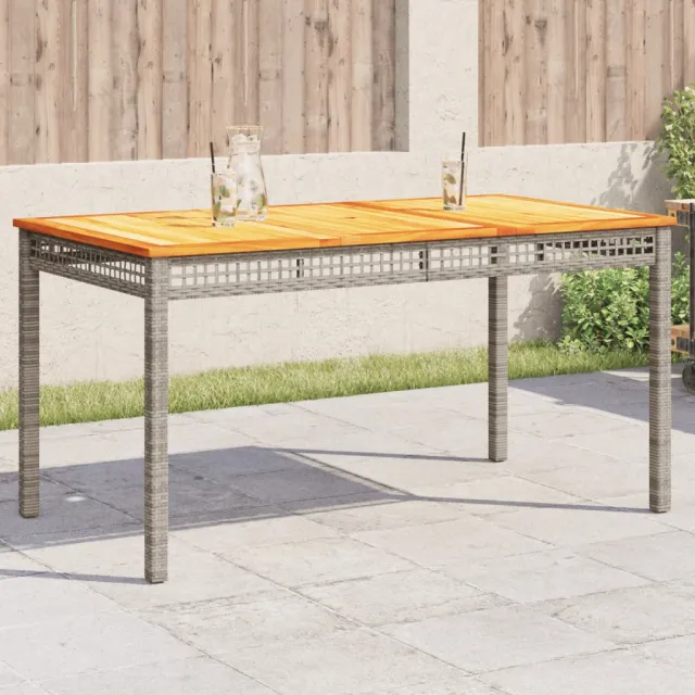 vidaXL Tuintafel 140x80x75 cm poly rattan en acaciahout grijs, foto 2