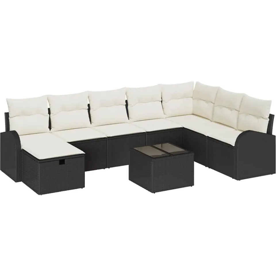 vidaXL Tuin Sofa Set 9 st Zwart poly rattan
