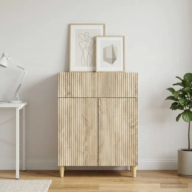 vidaXL Dressoir met lade Sonoma Eiken 66 x 34,5 x 90 cm Bewerkt hout Bruin