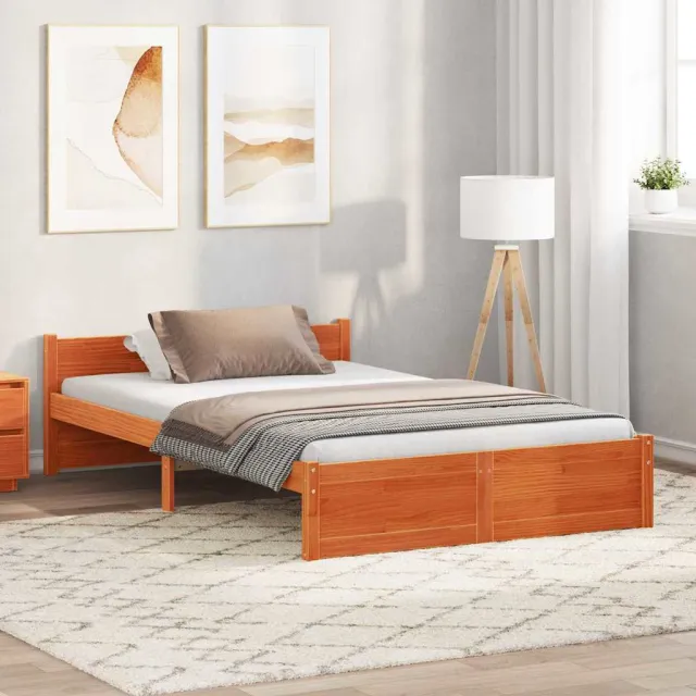 vidaXL Bedframe Wasbruin 195,5 x 125,5 x 51 cm Massief grenenhout
