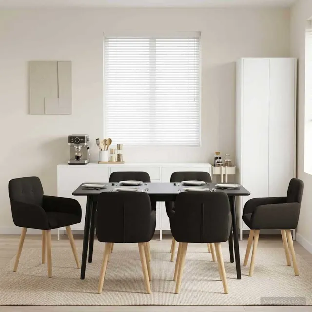 vidaXL Eettafelstoelen 6 st Bouclé Zwart 59 x 56,5 x 85 cm