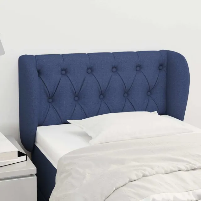 vidaXL Hoofdbord met randen 83x23x78/88 cm stof blauw
