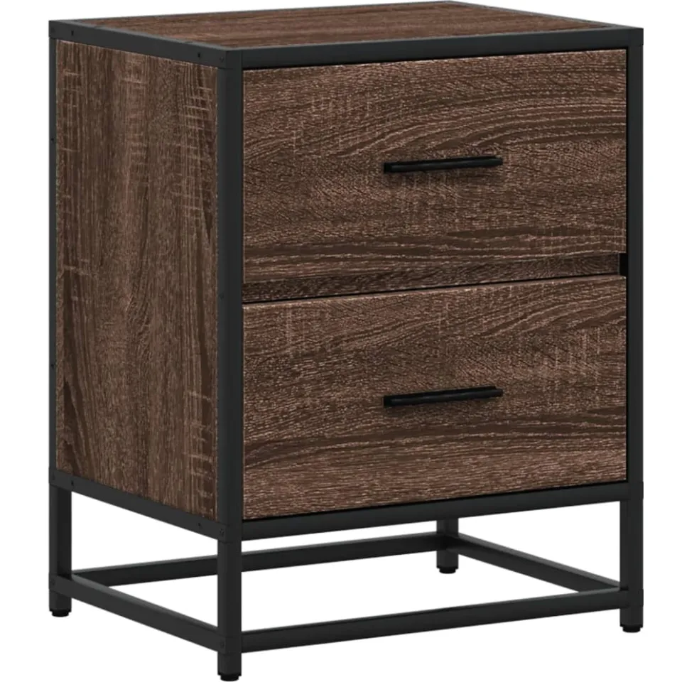 vidaXL Nachtkastje 40x31x50 cm bewerkt hout bruin eikenkleurig