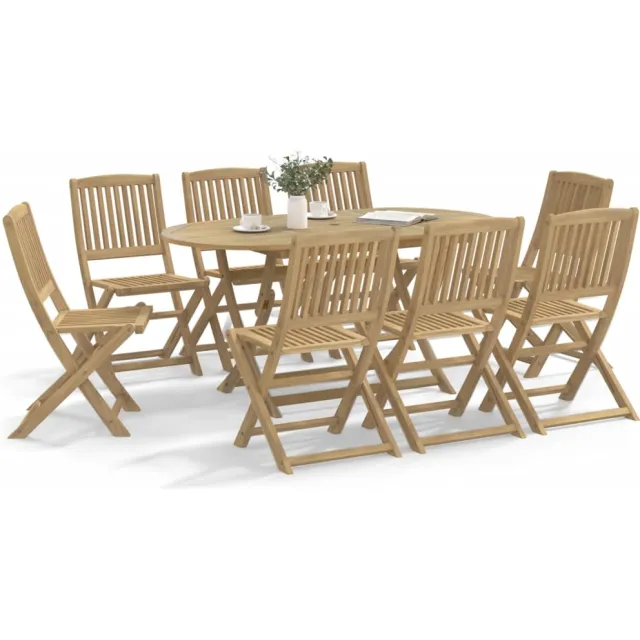 vidaXL 9-delige Tuinset massief acaciahout Bruin