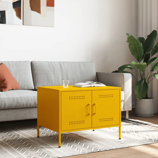 vidaXL Salontafel 68x50x50,5 cm staal mosterdgeel, foto 2